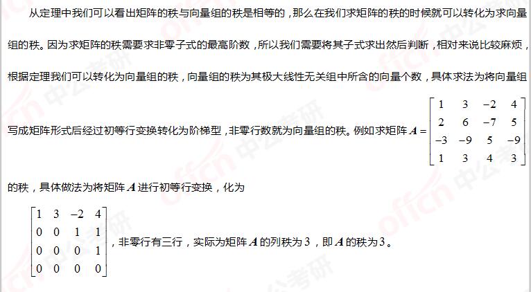2021考研数学:向量组的秩与矩阵的秩的关系
