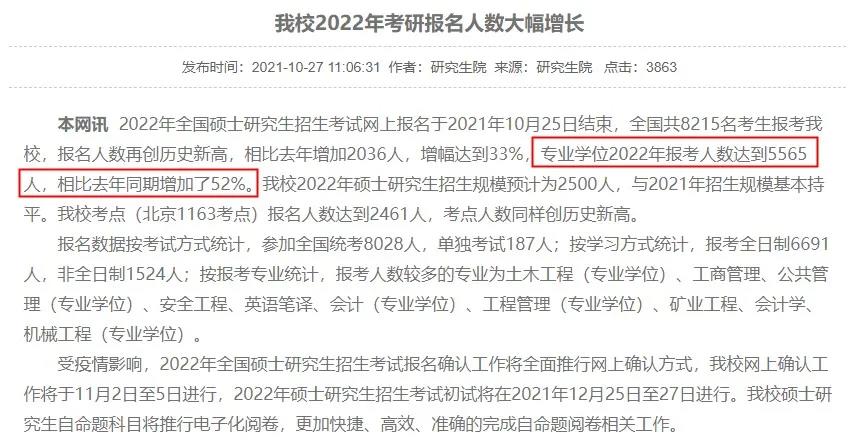 中国矿业大学报名人数,研究生22报名人数